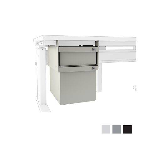 Steel Drawer Stack 1-6h Drawer & 1-12h; Overall 18h X 18d X 12w, Lateral File, 100 Lb Cap, PLT